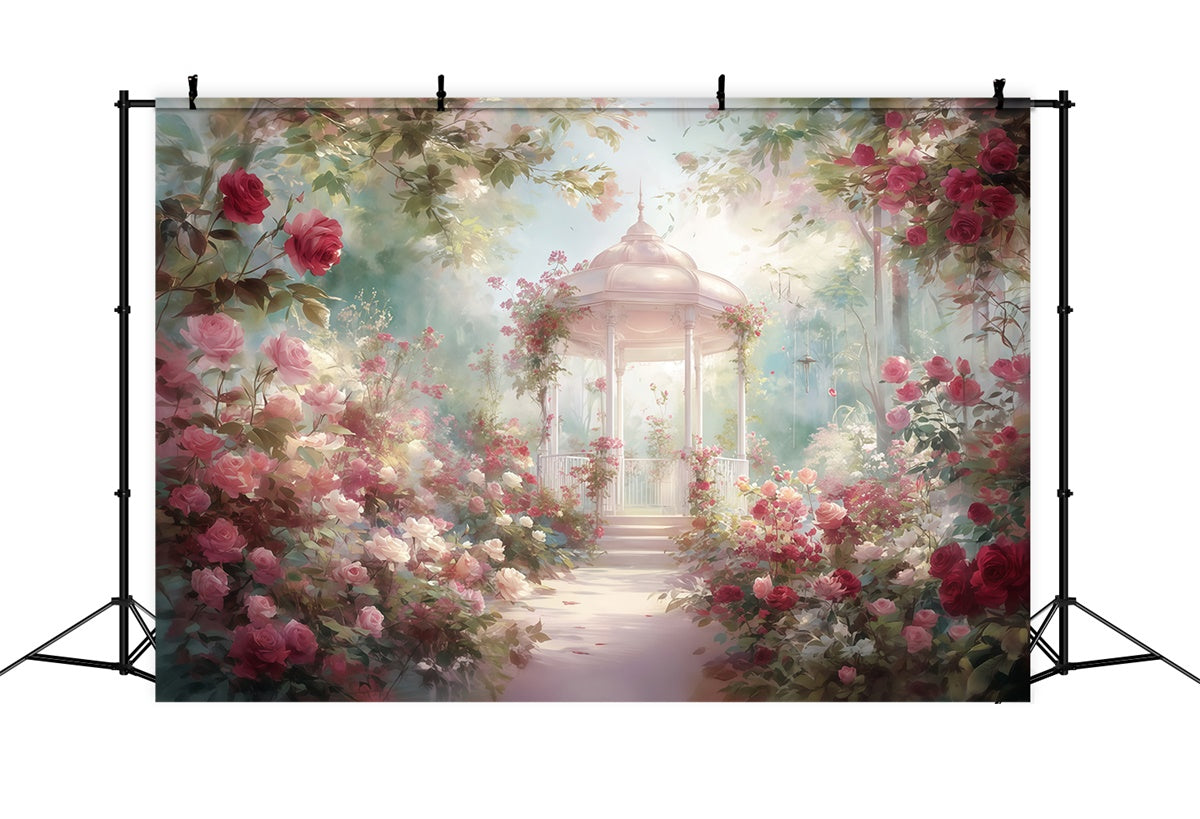 Toile de fond Photo Art Raffiné Jardin Kiosque Rosier MRR7-181