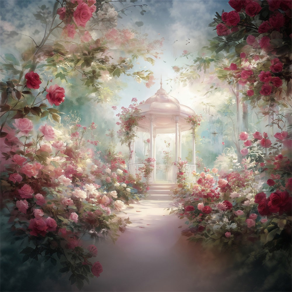 Toile de fond Photo Art Raffiné Jardin Kiosque Rosier MRR7-181