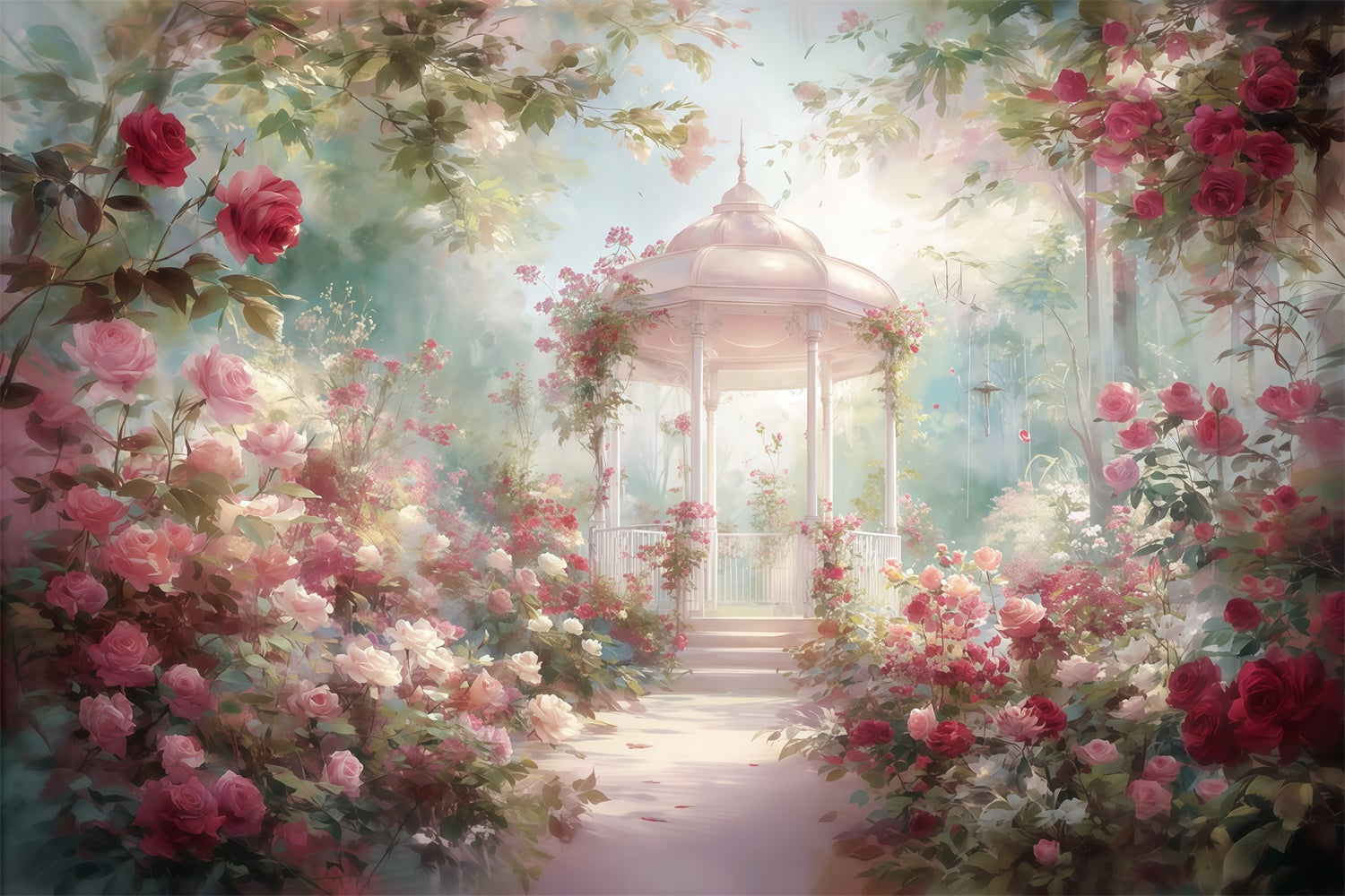Toile de fond Photo Art Raffiné Jardin Kiosque Rosier MRR7-181