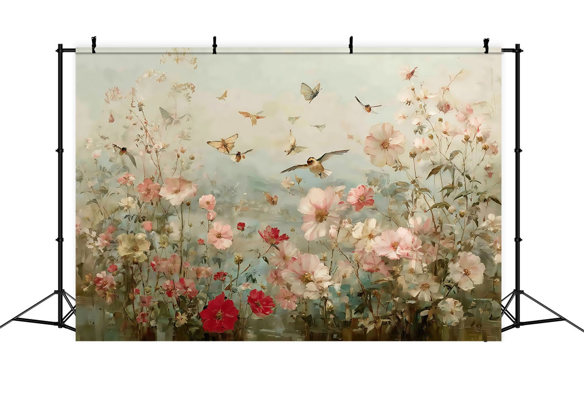 Toile de fond Photographie Art Raffiné Oiseaux en Fleurs MRR7-184