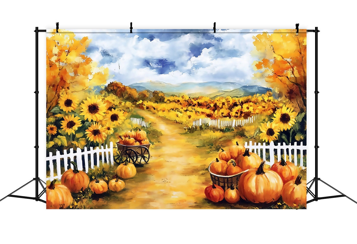Toile de fond Peinture Tournesol Citrouille MRR7-189