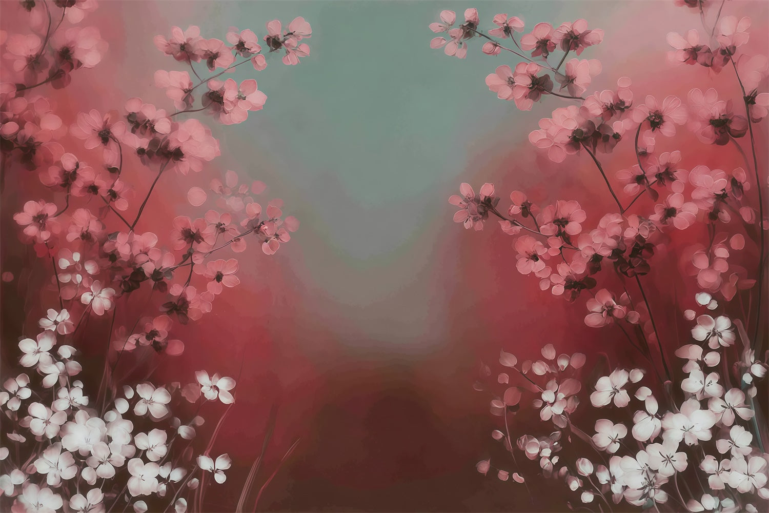 Toile de fond Peinture Aquarelle Fleurs Roses MRR7-190