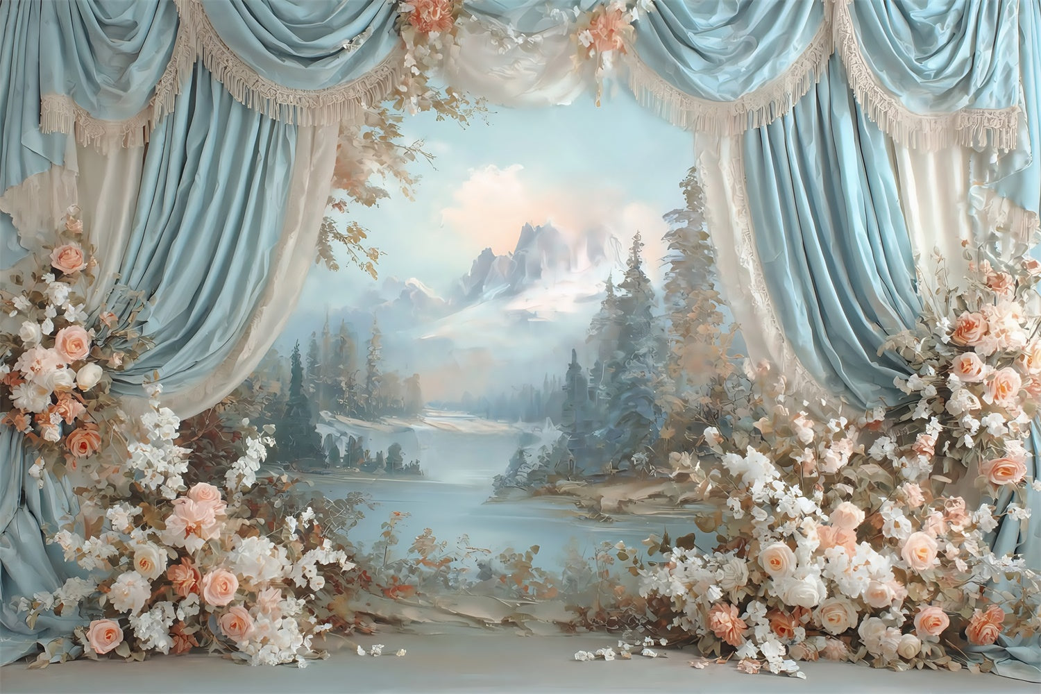 Toile de fond Art Raffiné Jardin Drapé en Vue MRR7-192