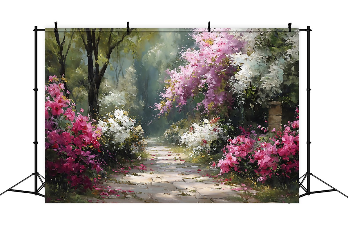 Toile de fond Photographie Art Raffiné Sentier Pavé Jardin MRR7-197