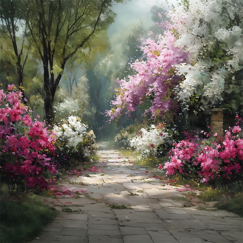Toile de fond Photographie Art Raffiné Sentier Pavé Jardin MRR7-197