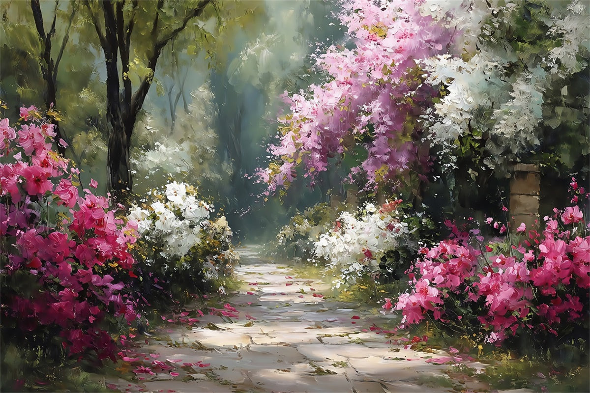 Toile de fond Photographie Art Raffiné Sentier Pavé Jardin MRR7-197