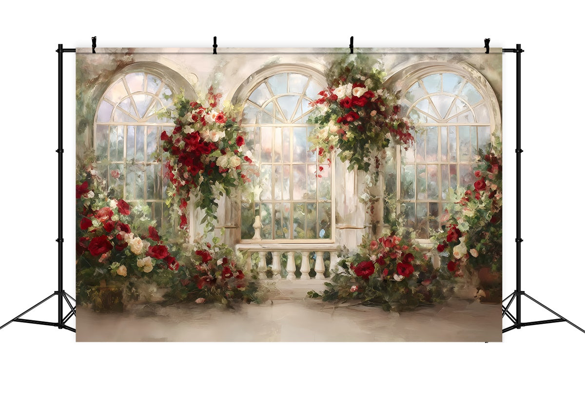 Toile de fond Peinture Fenêtre de Roses MRR7-198