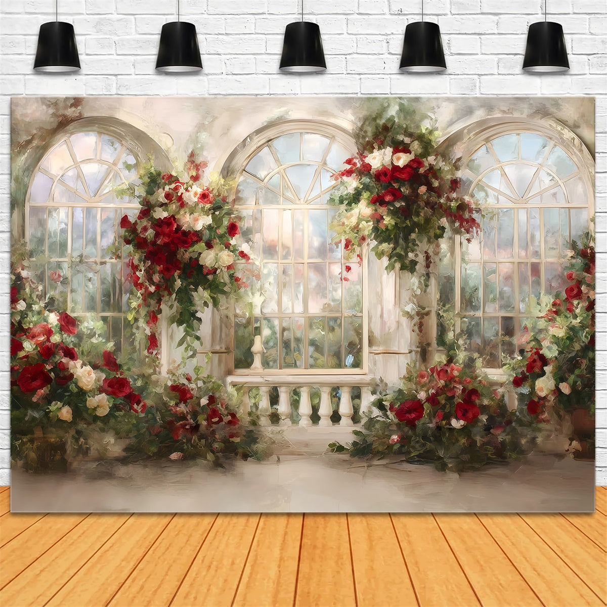 Toile de fond Peinture Fenêtre de Roses MRR7-198
