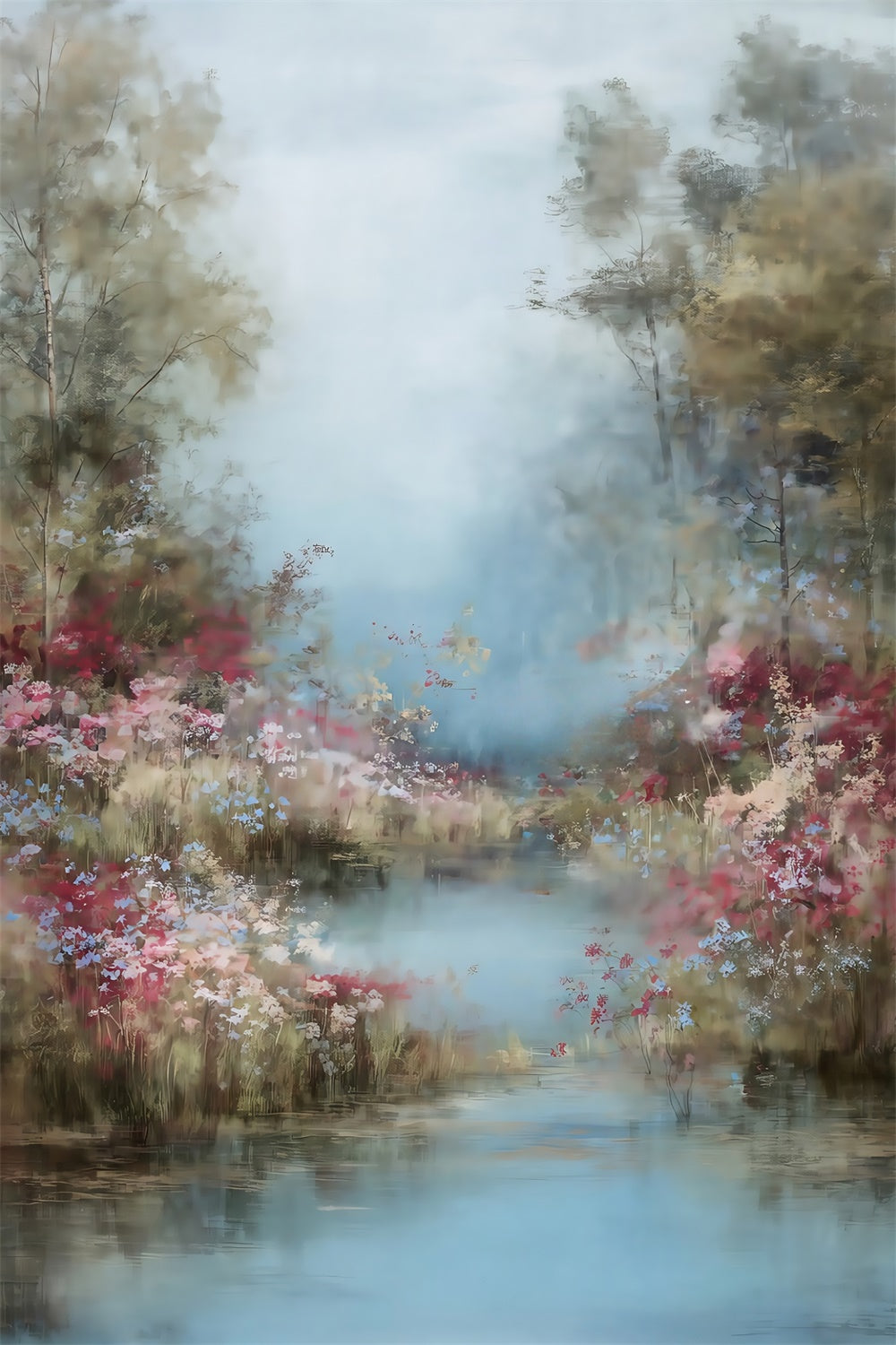 Toile de fond Photo Peinture Ruisseau Fleur Sauvage MRR7-204