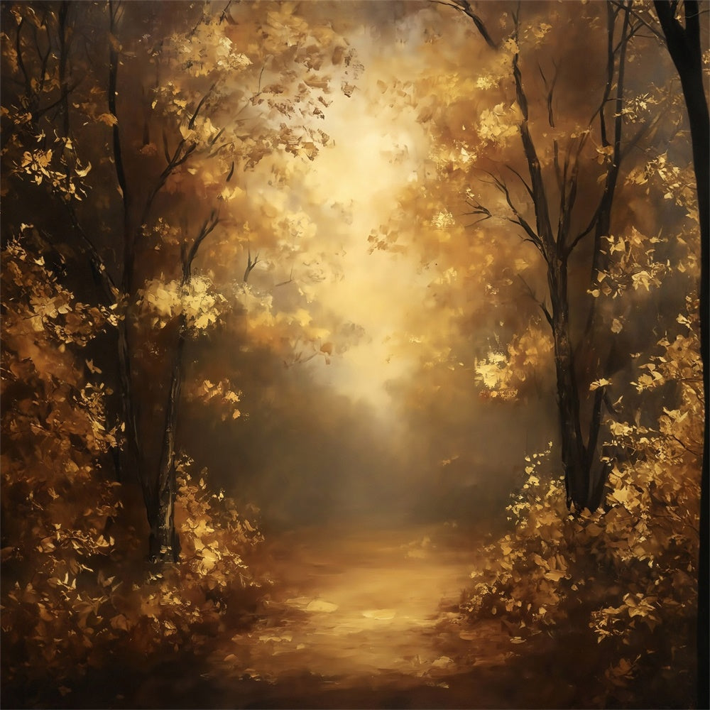 Toile de fond Peinture Forêt Ambre Lumineuse MRR7-210