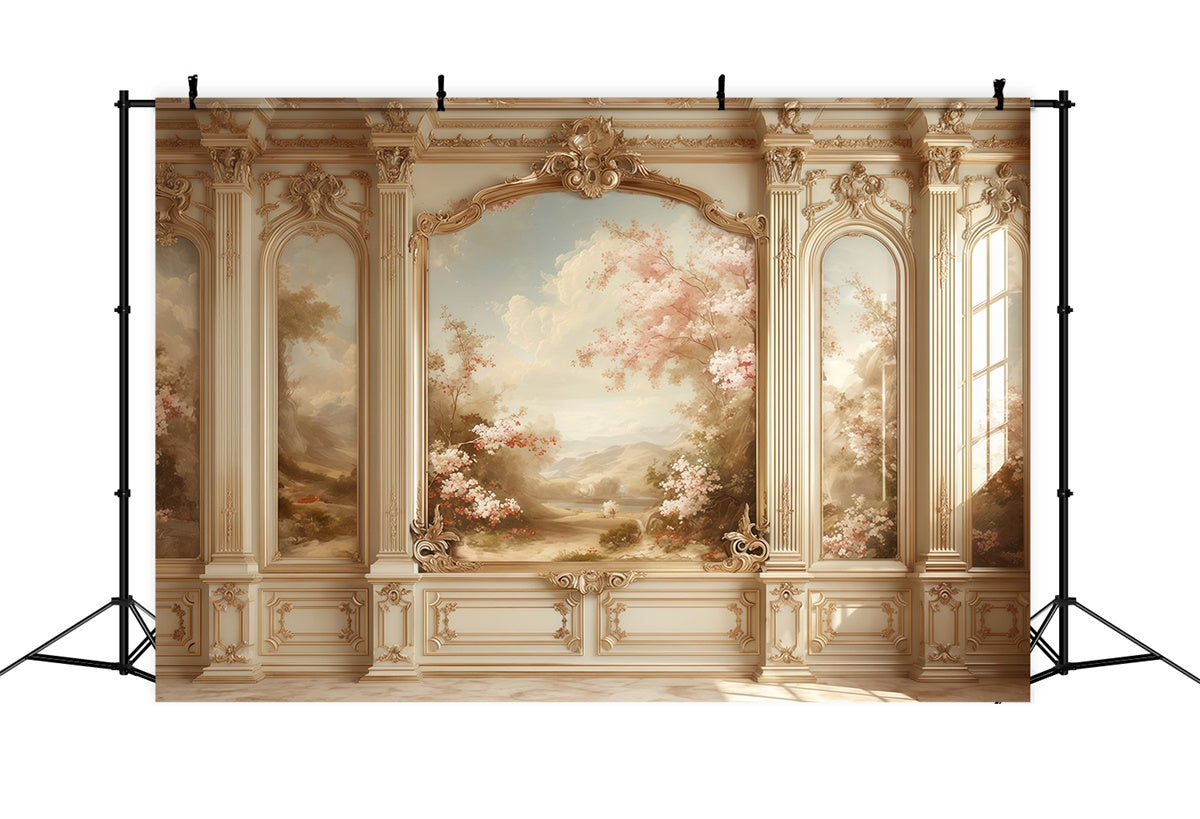 Toile de fond Vintage Mur Palais Jardin Scénique MRR7-217