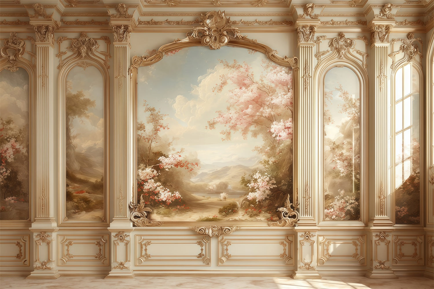Toile de fond Vintage Mur Palais Jardin Scénique MRR7-217