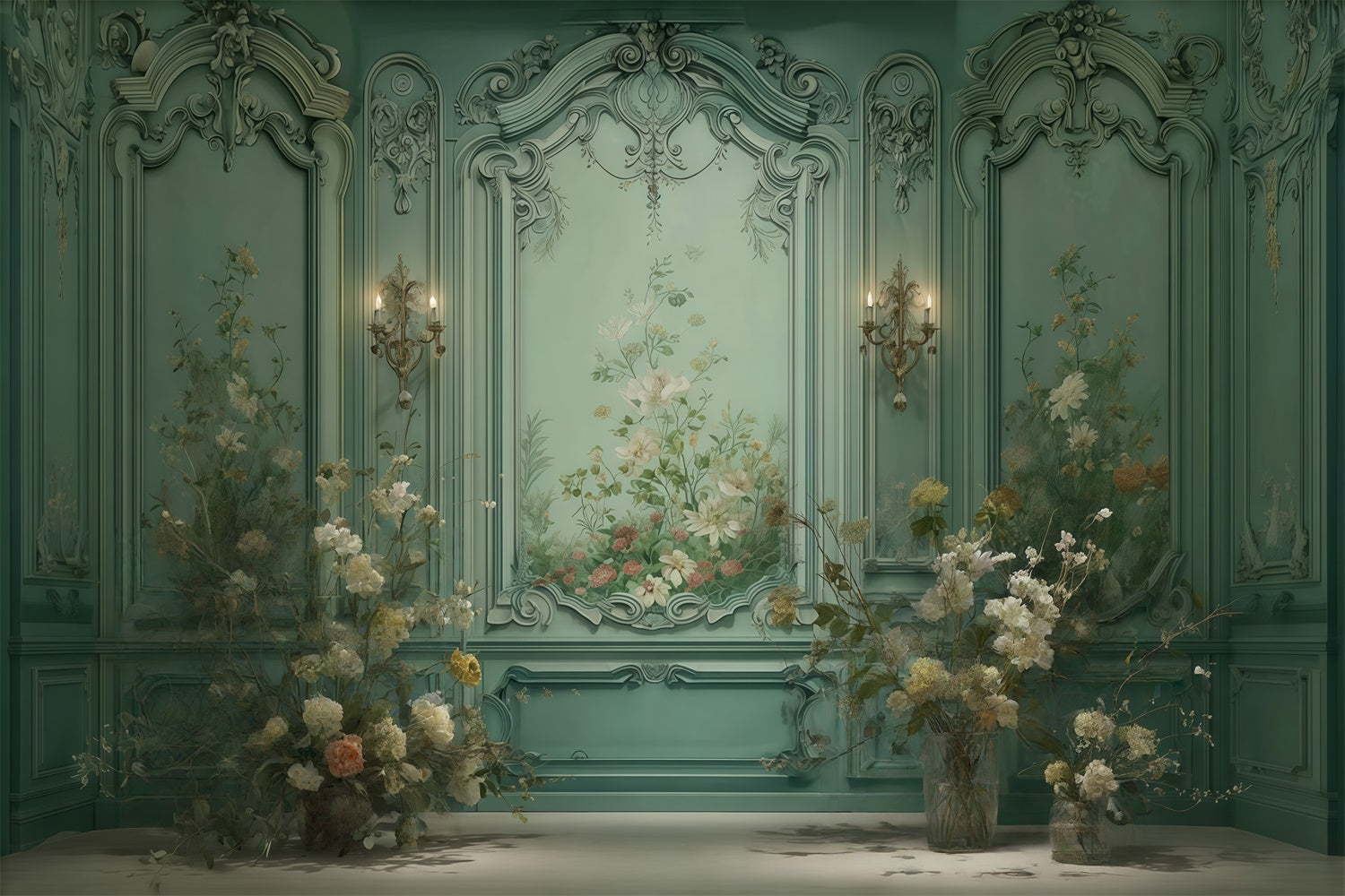 Toile de fond Vintage Mur Fleuri Enchanté Élégant MRR7-222