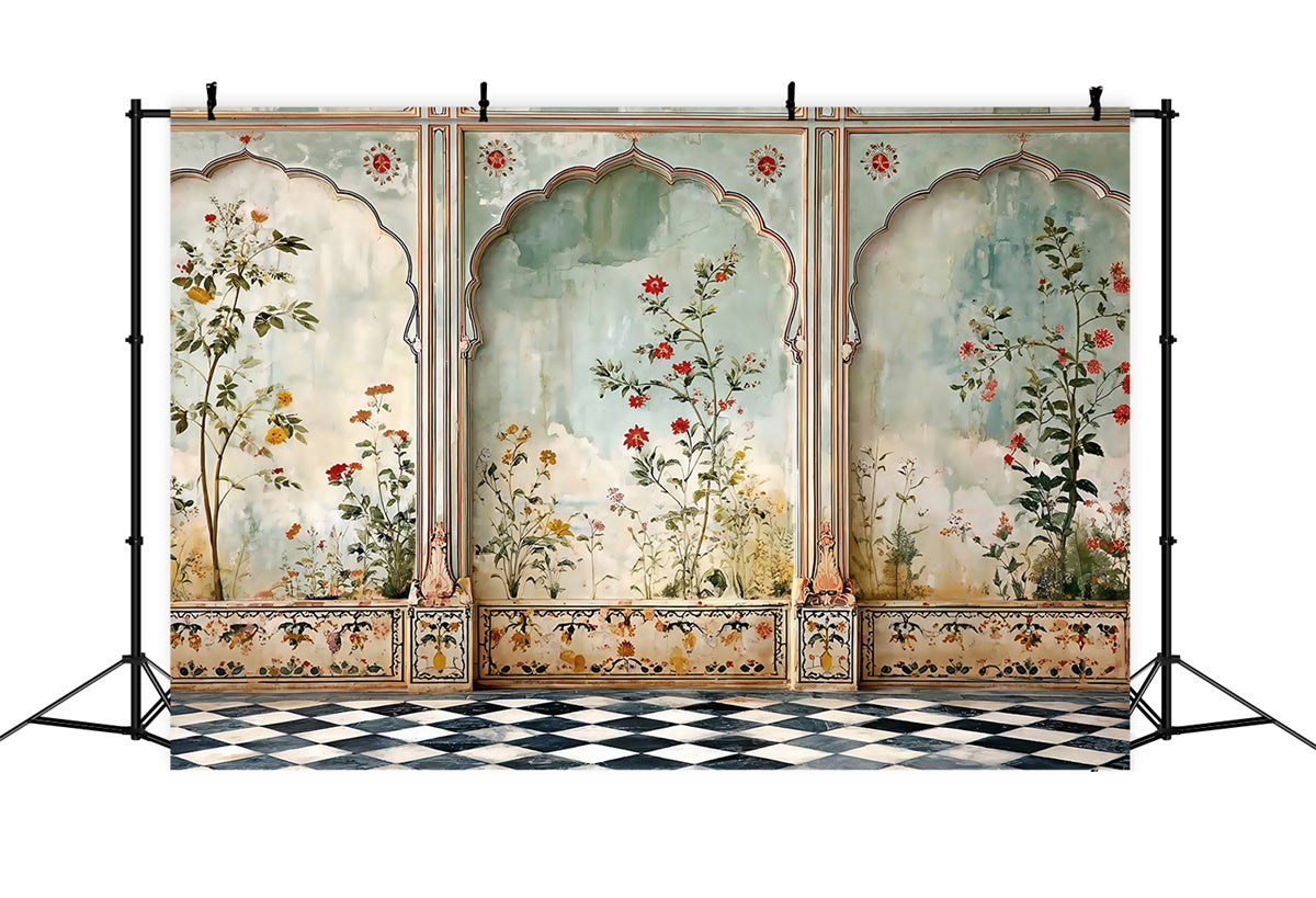 Toile de fond Vintage Panneau Fleur Peinte Arche MRR7-225