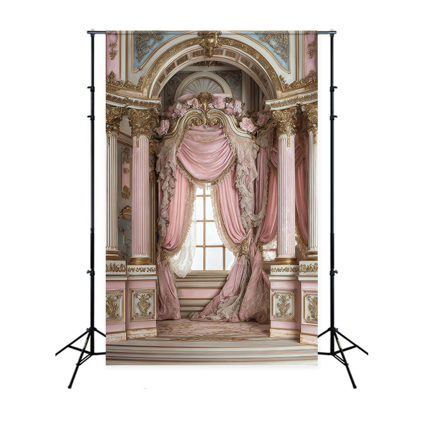 Toile de fond Vintage Arche Drapée Rosée Rococo MRR7-235