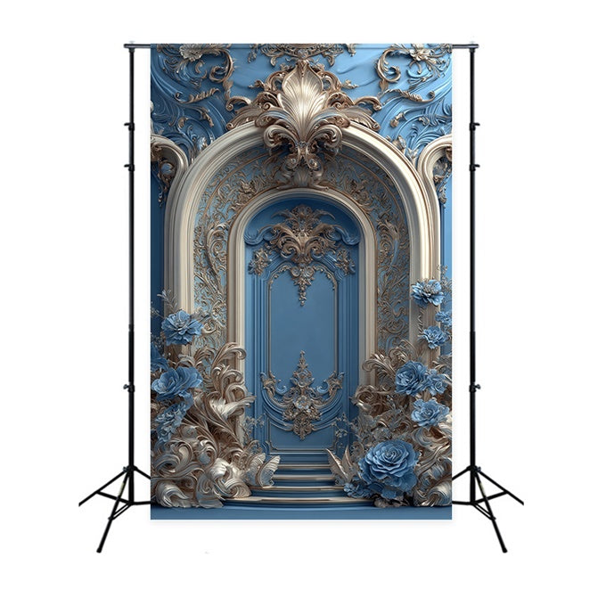 Toile de fond Vintage Mur Jardin Saphir Rococo MRR7-237
