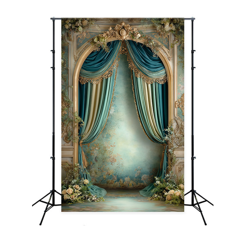 Toile de fond Vintage Rideau Fleuri Victorien Photo MRR7-240