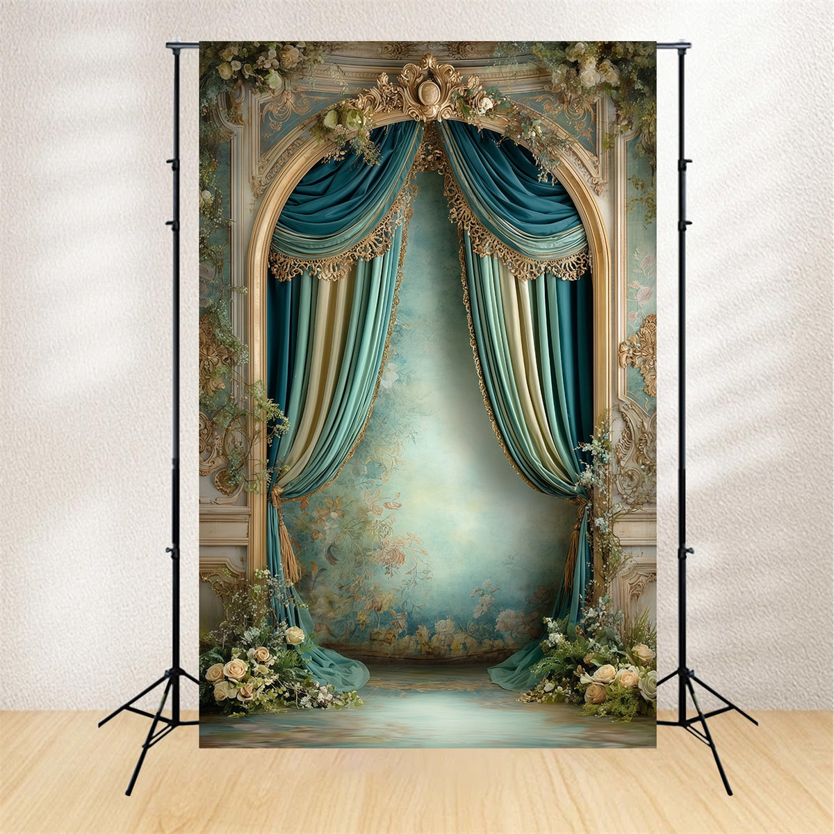 Toile de fond Vintage Rideau Fleuri Victorien Photo MRR7-240