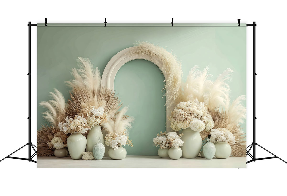 Toile de fond photo bohème Arche Floraison Ivoire MRR7-243