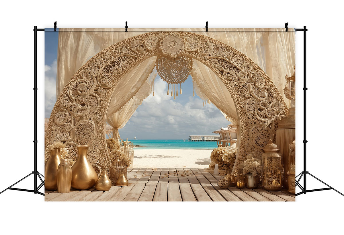 Toile de fond bohème Arche Plage Rêve Côtier MRR7-248