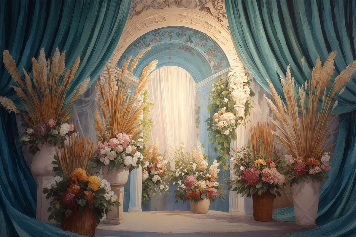 Toile de fond photo bohème Cour Vintage Florale MRR7-250