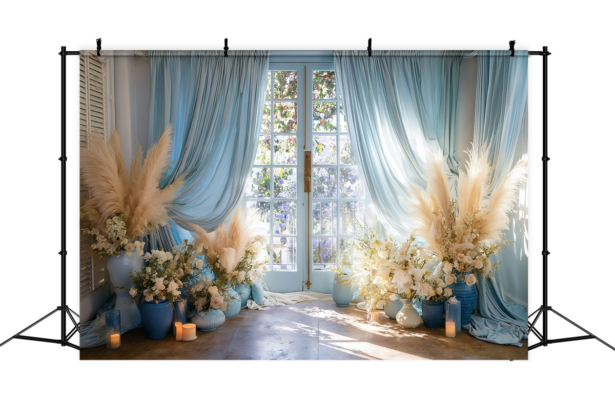 Toile de fond photo bohème Fenêtre Française Florale MRR7-251