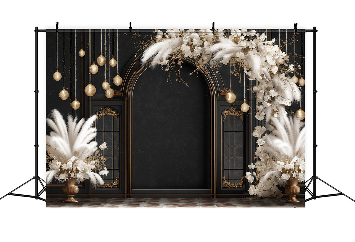 Toile de fond bohème Arche Glamour Noir et Or MRR7-256