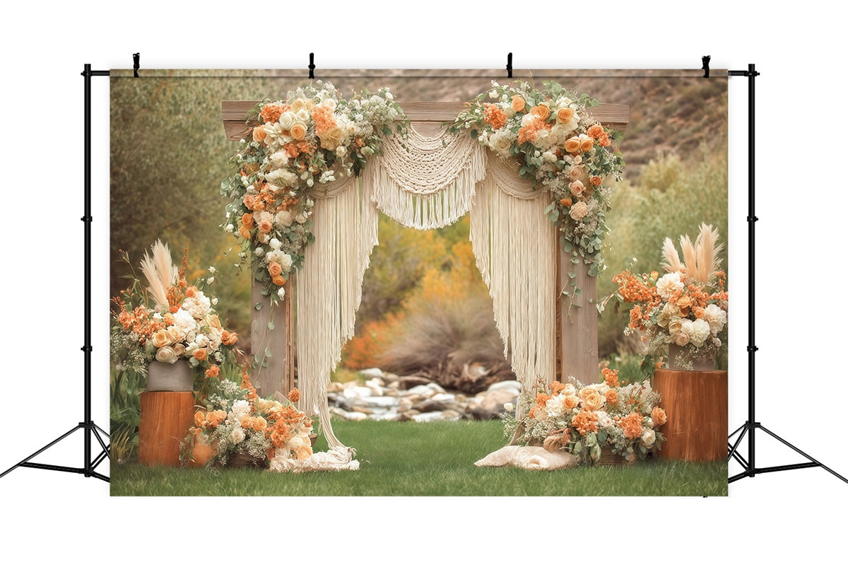 Toile de fond bohème Macramé Prairie Jardin Mariage MRR7-259
