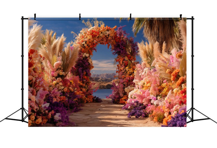 Toile de fond photo bohème Arche Floraison Tropicale MRR7-262