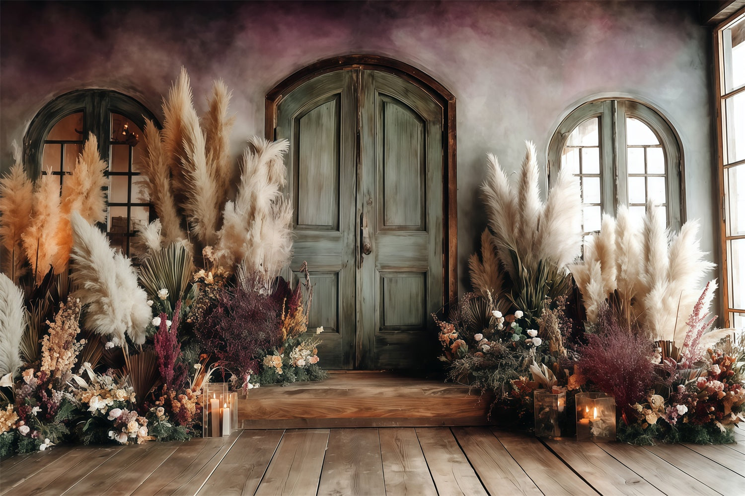 Toile de fond bohème Porte Crépuscule Rustique MRR7-263