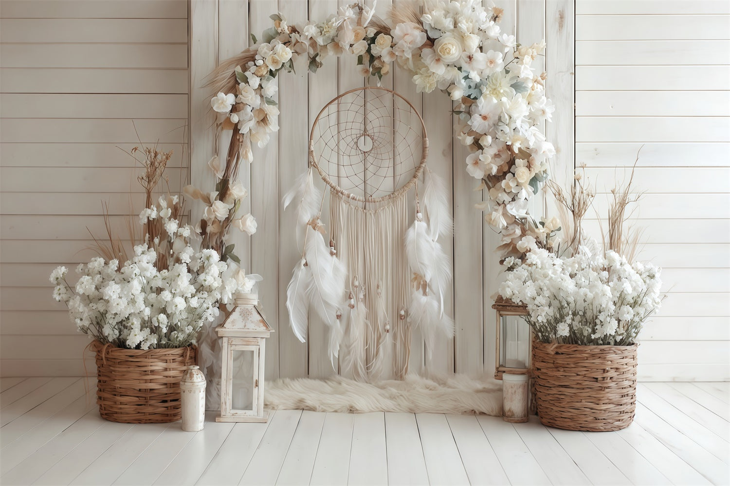Toile de fond bohème Bois Floral Charme Photographie MRR7-264