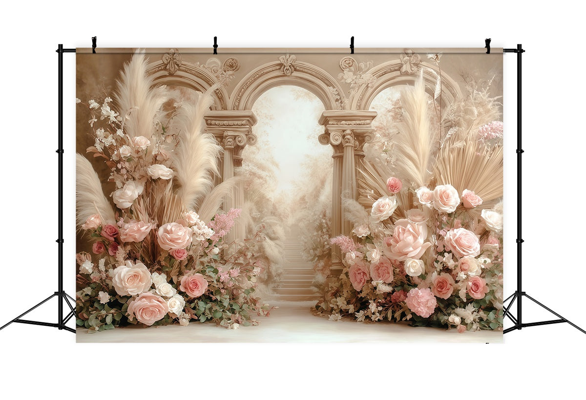 Toile de fond photo bohème Fantaisie Florale Crème MRR7-269