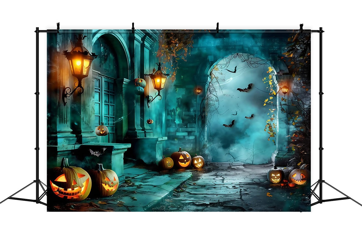Toile de fond Photo Halloween Entrée Citrouille au Crépuscule MRR7-27