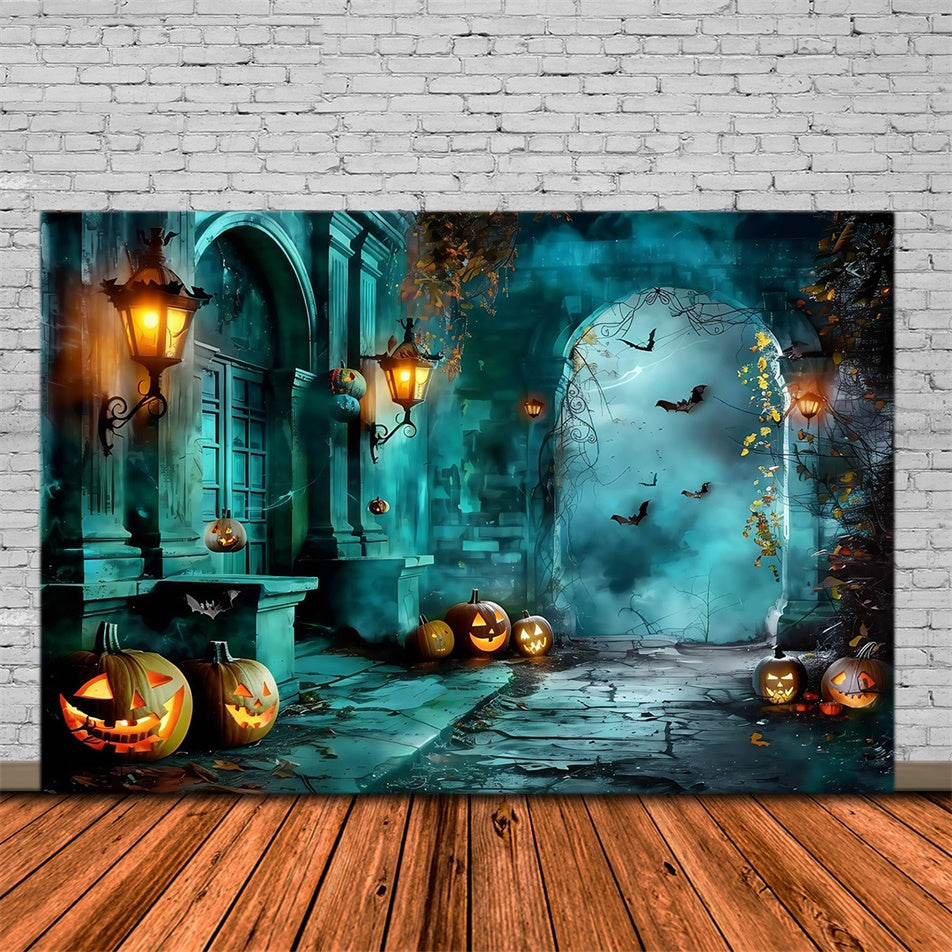Toile de fond Photo Halloween Entrée Citrouille au Crépuscule MRR7-27