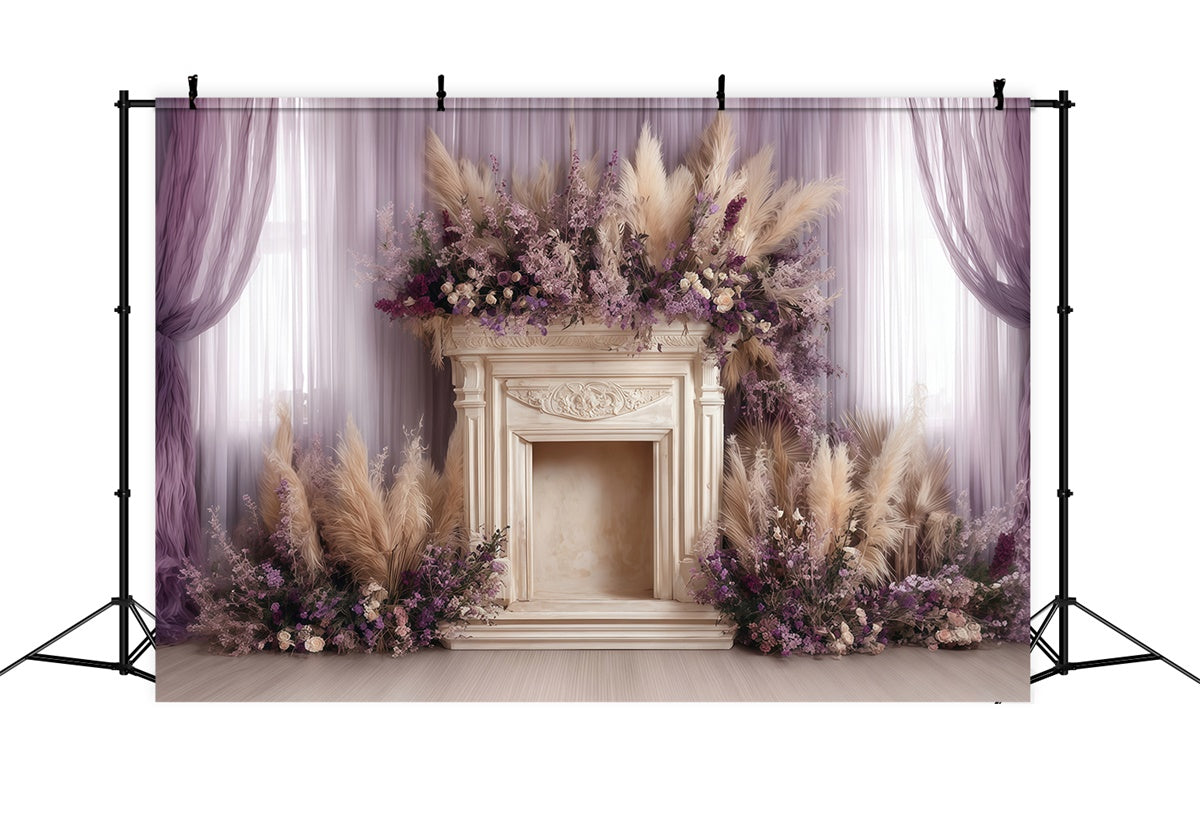 Toile de fond bohème Grâce Cheminée Floraison MRR7-270