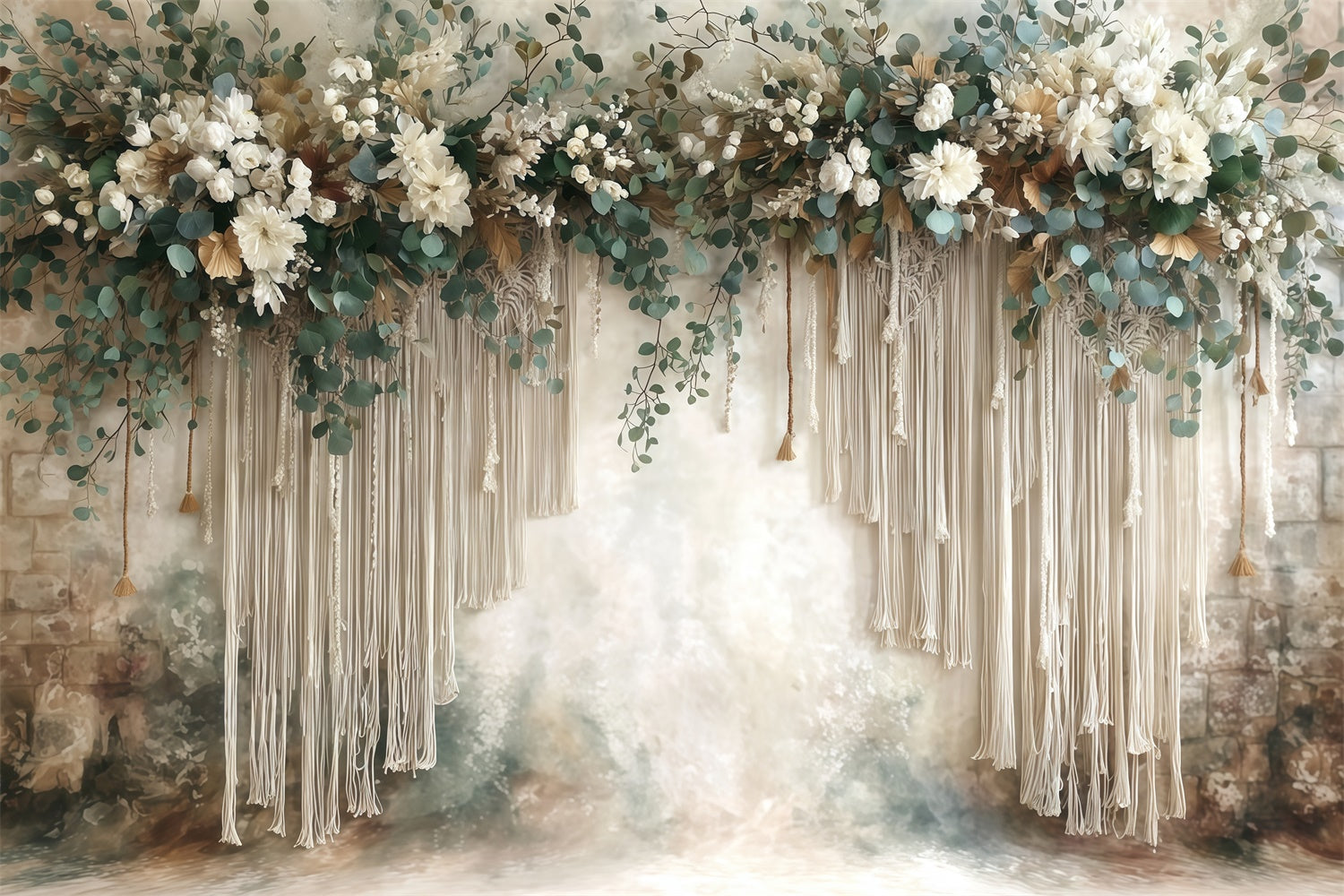 Toile de fond bohème Jardin Frangé Ivoire MRR7-271