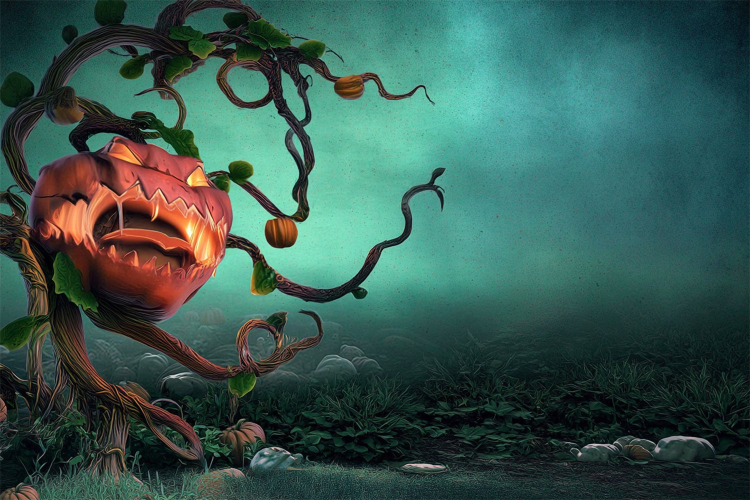 Toile de fond Halloween Bête Citrouille Effrayante MRR7-28