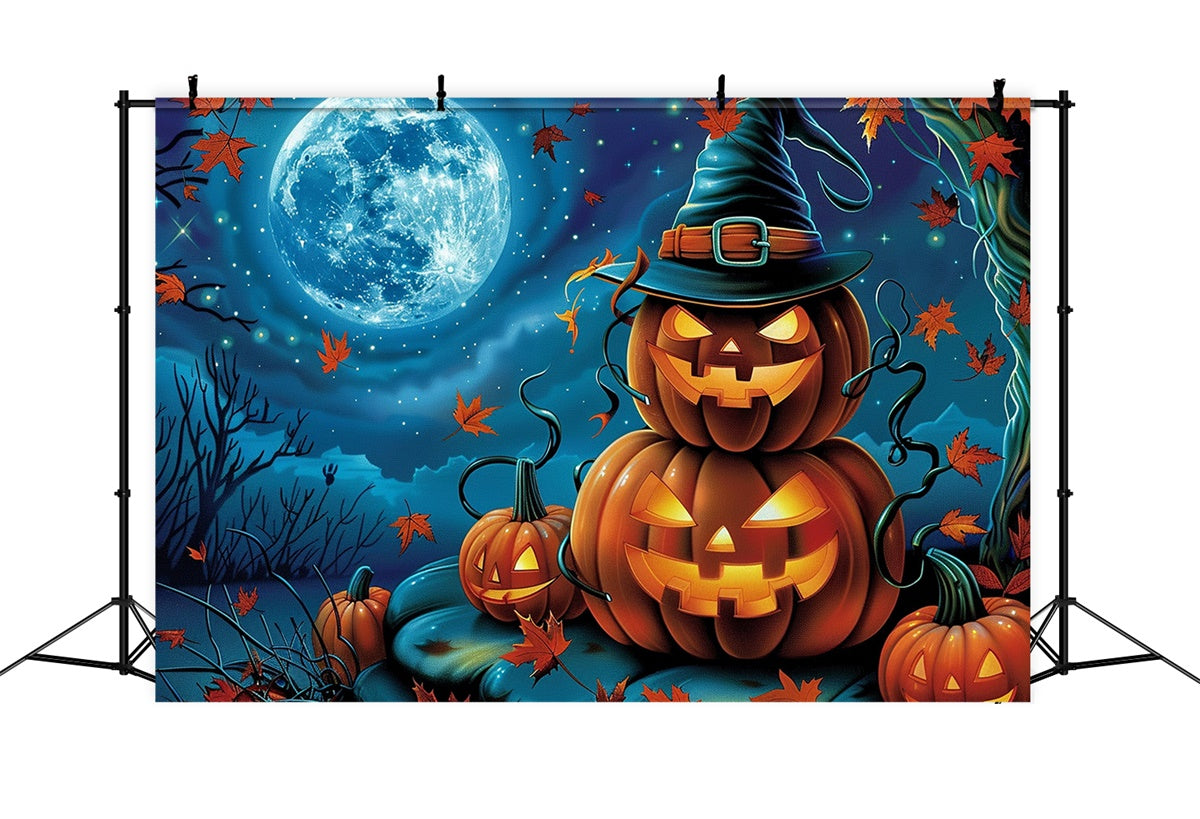 Toile de fond Photo Halloween Citrouilles Souriantes et Étoiles MRR7-29