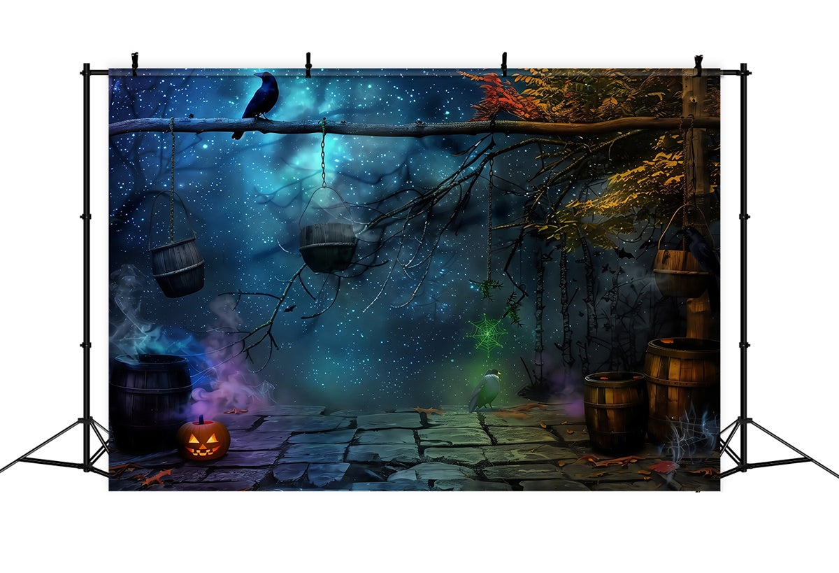 Toile de fond Halloween Bois des Sorcières Étoilé MRR7-30