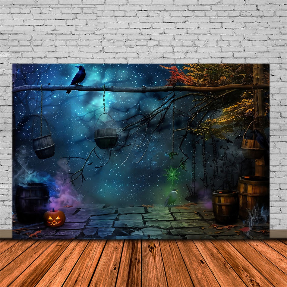 Toile de fond Halloween Bois des Sorcières Étoilé MRR7-30