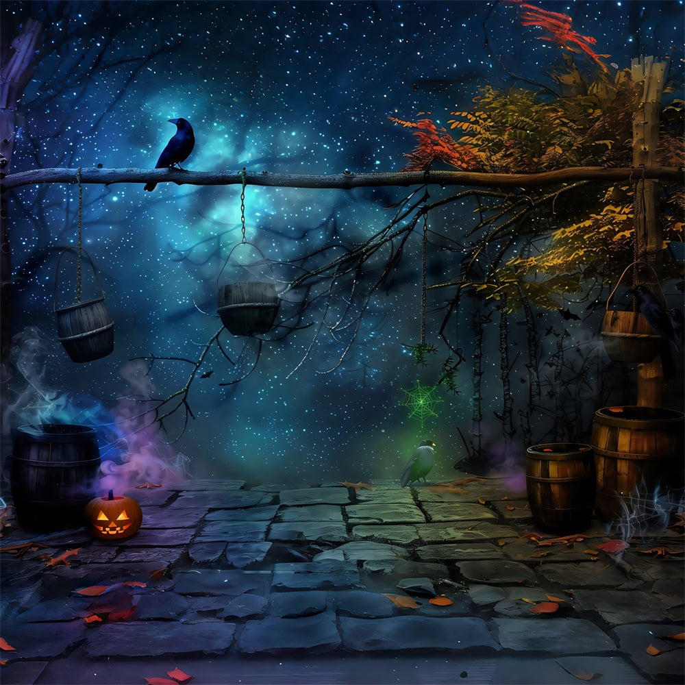 Toile de fond Halloween Bois des Sorcières Étoilé MRR7-30