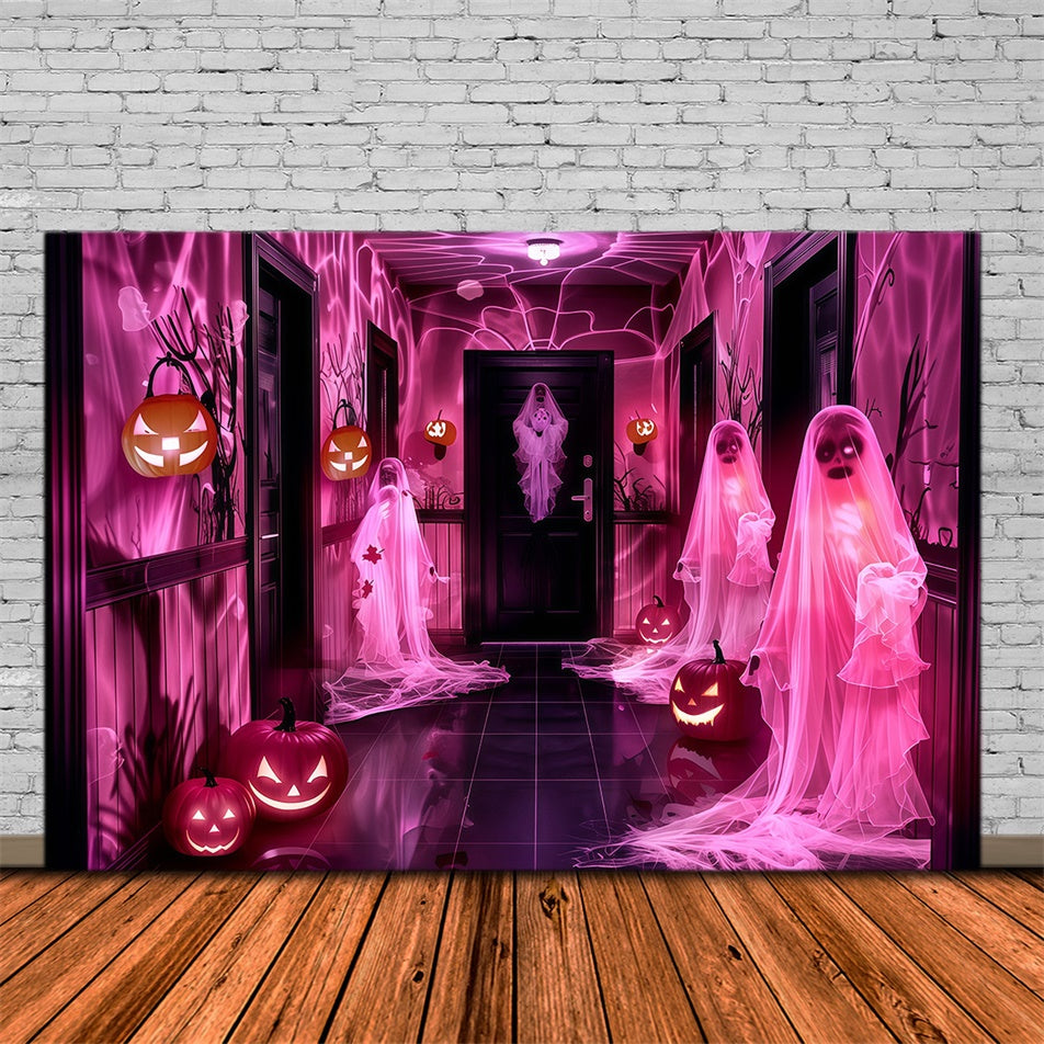 Toile de fond Photo Halloween Citrouilles et Fantômes Lumineux MRR7-31