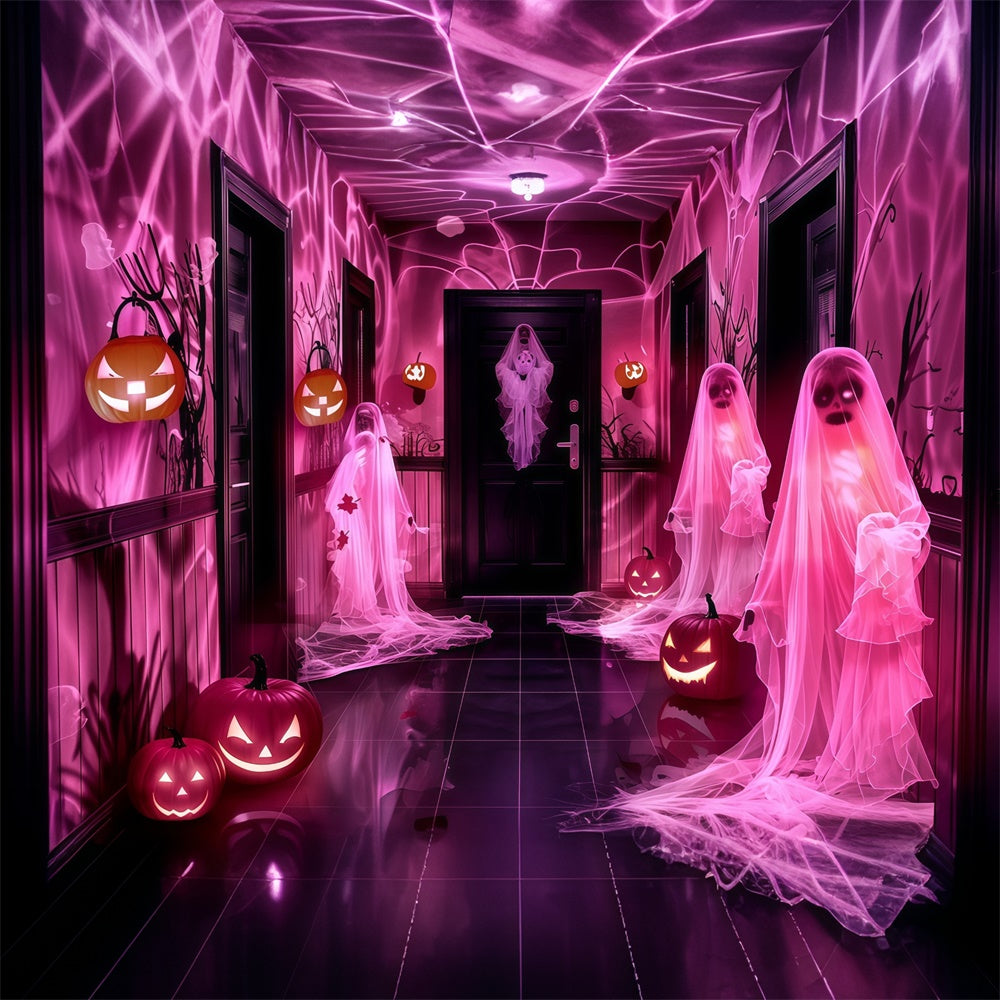 Toile de fond Photo Halloween Citrouilles et Fantômes Lumineux MRR7-31