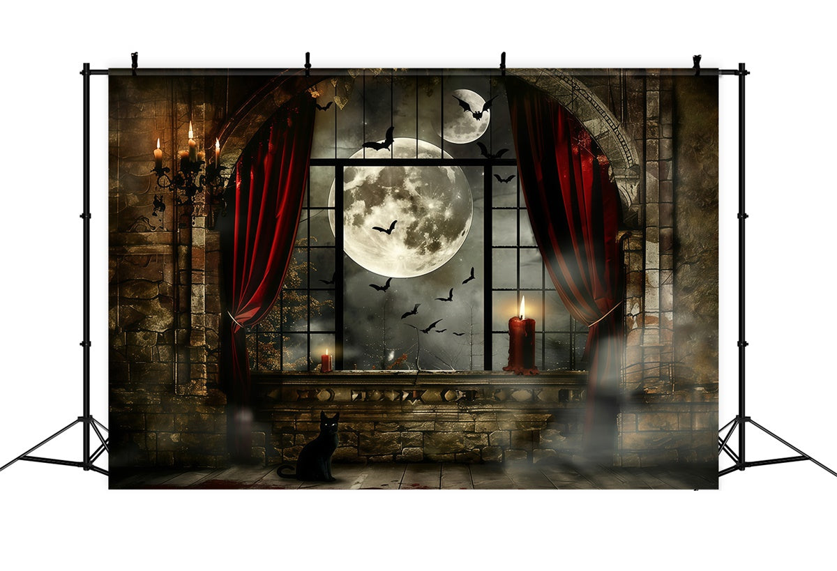 Toile de fond Photo Halloween Fenêtre Hantée au Clair de Lune MRR7-33