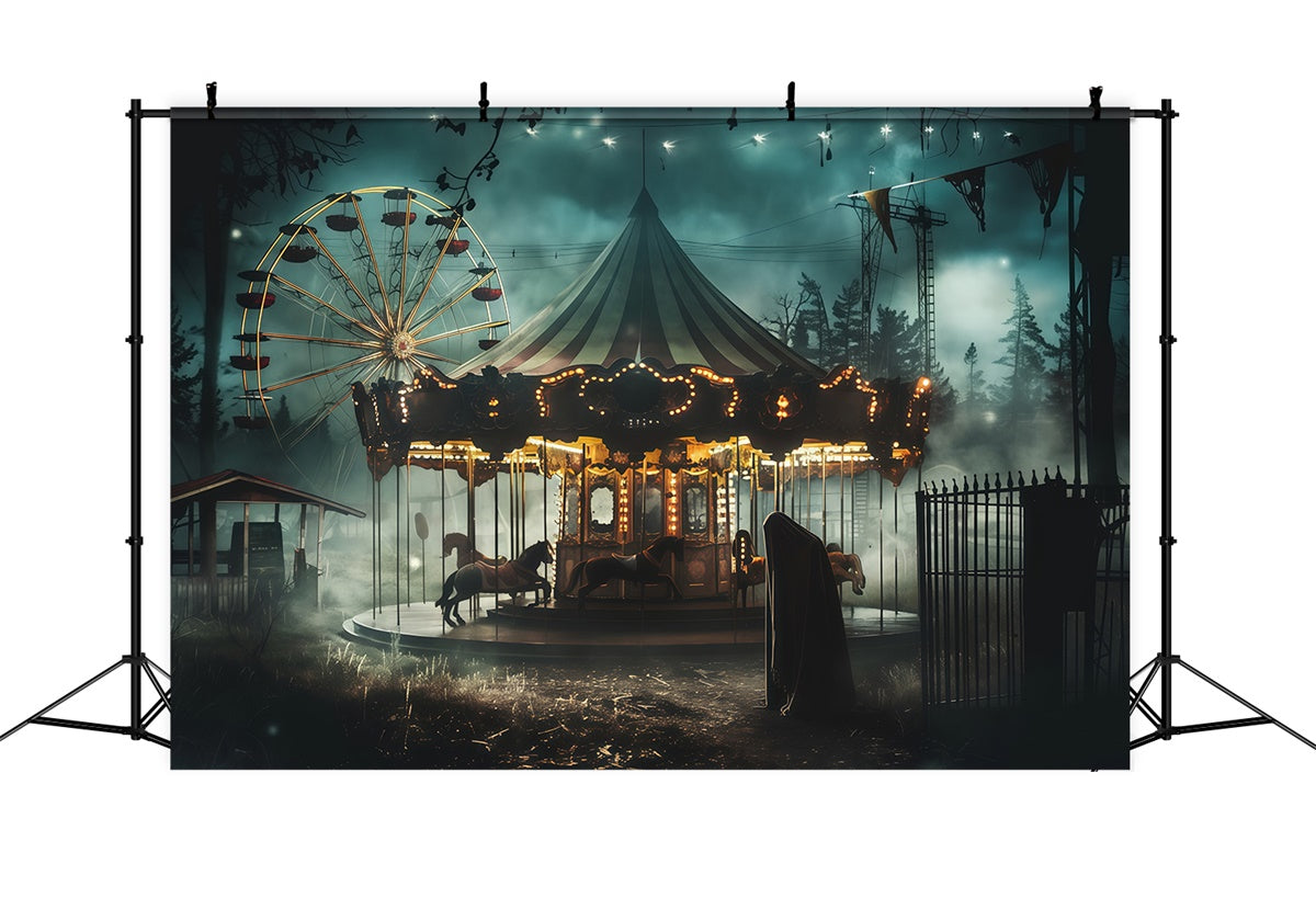 Toile de fond Halloween Parc de la Terreur au Crépuscule MRR7-36