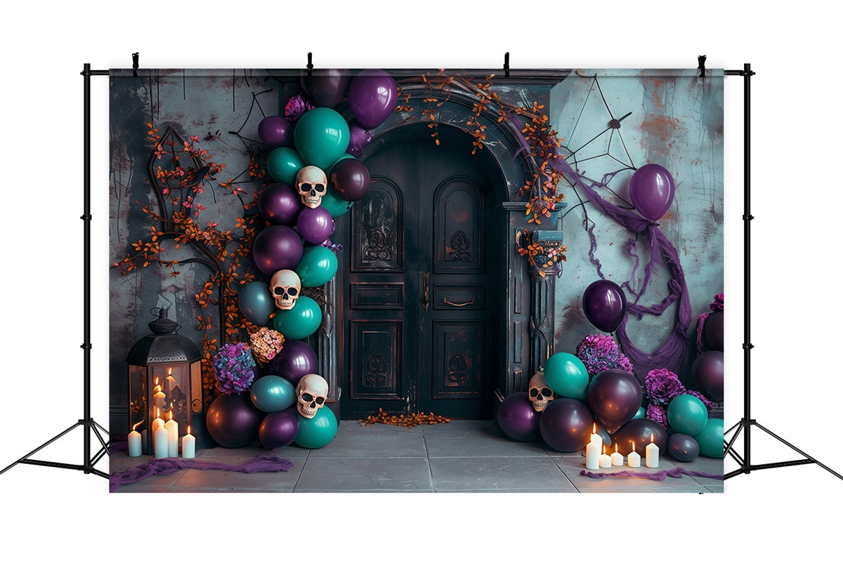 Toile de fond Halloween Ballons Crânes Fête Hantée MRR7-38