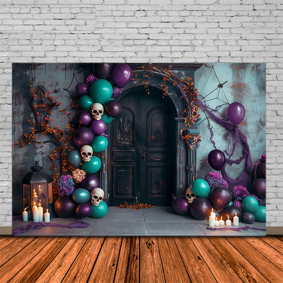 Toile de fond Halloween Ballons Crânes Fête Hantée MRR7-38