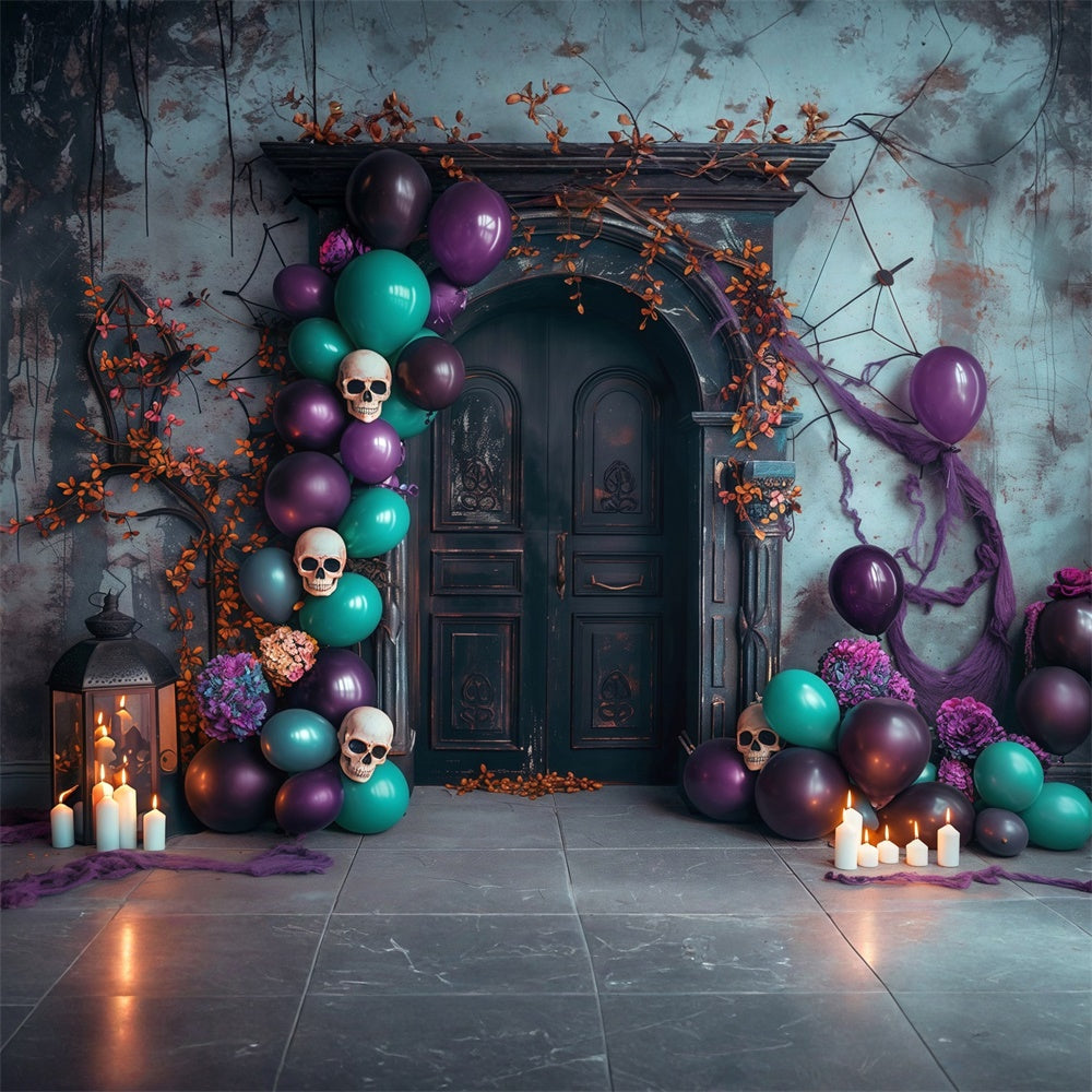 Toile de fond Halloween Ballons Crânes Fête Hantée MRR7-38