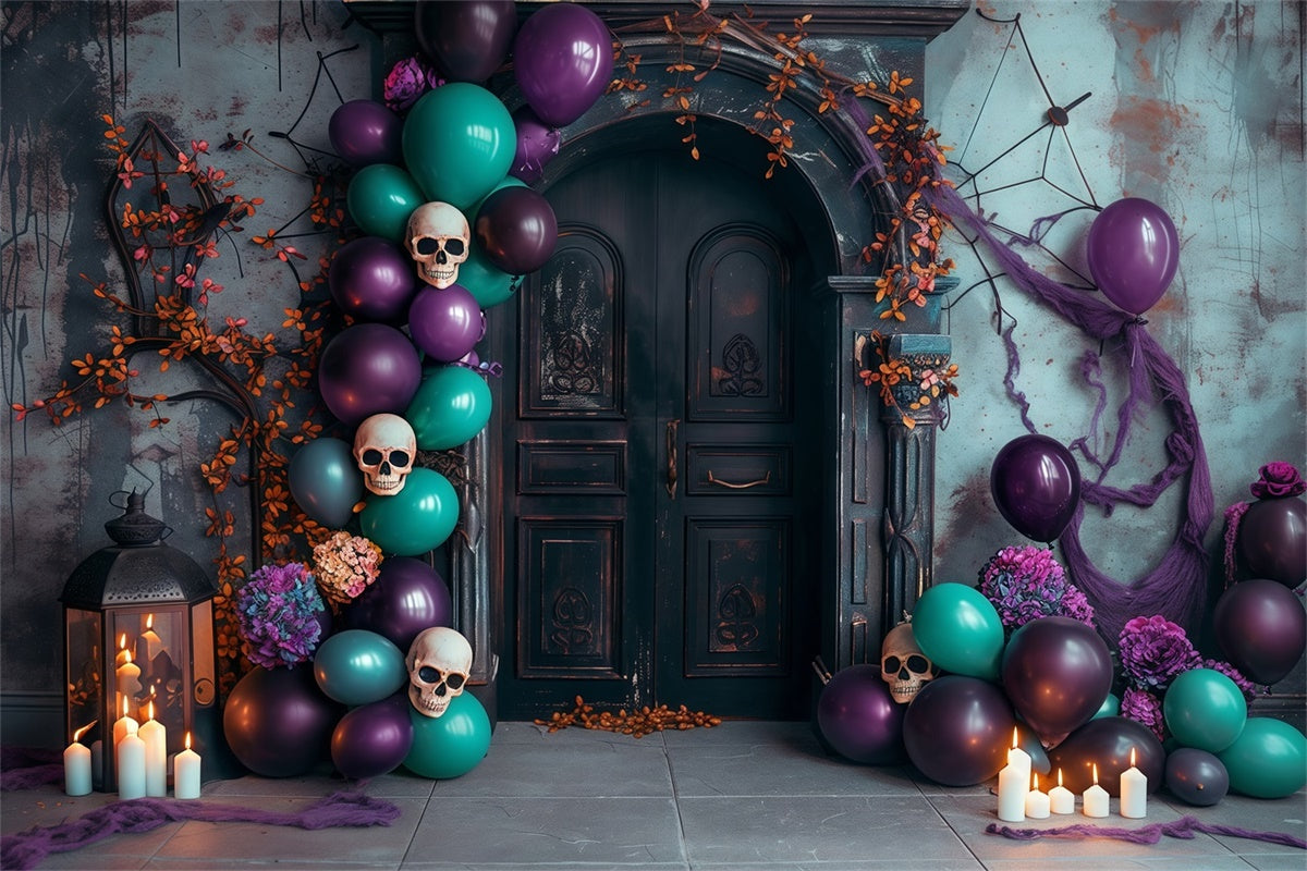 Toile de fond Halloween Ballons Crânes Fête Hantée MRR7-38