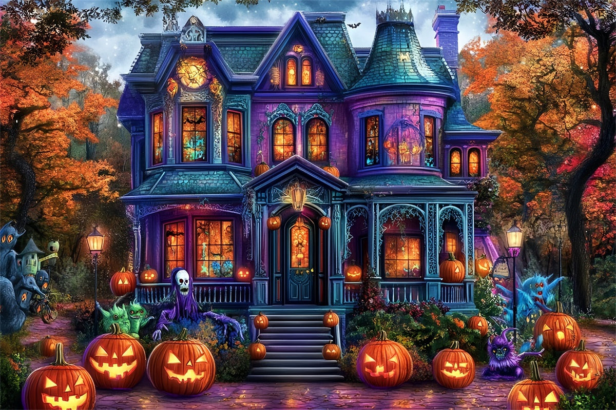 Toile de fond Photo Halloween Domaine d’Automne Frissonnant MRR7-41